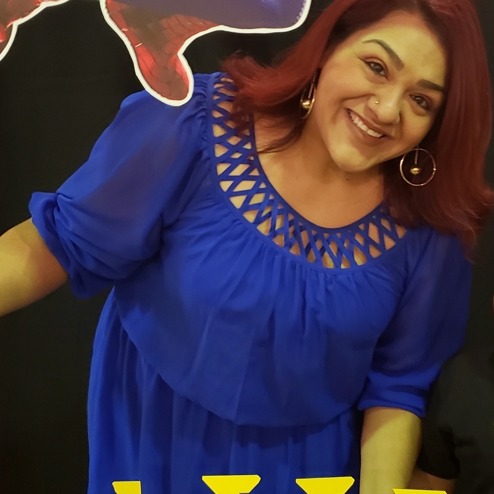 Blue Peasant Dress - Picture 5 of 5